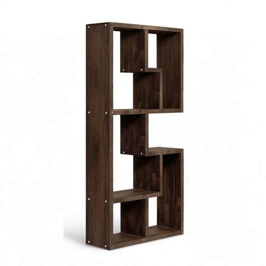 Asymetryczny regał na książki 180 x 80 x 30 cm ciemnobrązowy z płyty laminowanej