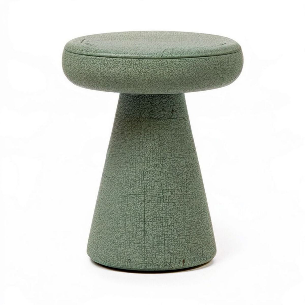 Ceramiczny stołek zielony szałwiowy 38 × 48 cm ze szkliwem crackle