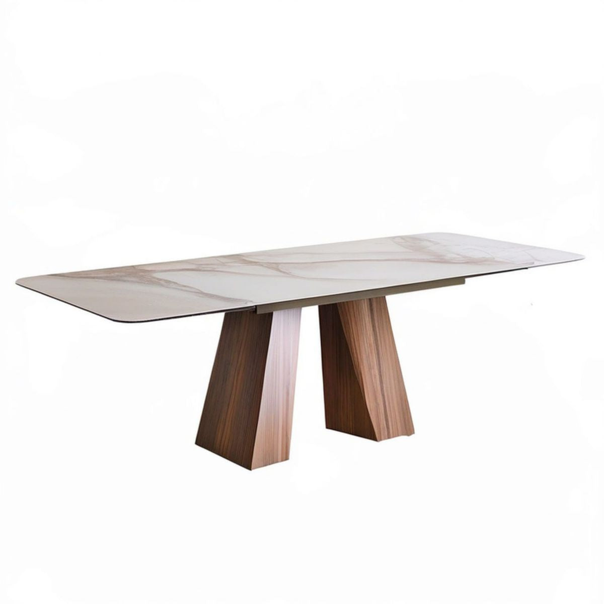 Rozkładany stół 160–200 x 90 x 76 cm biało-brązowy ze spiekiem ceramicznym i MDF