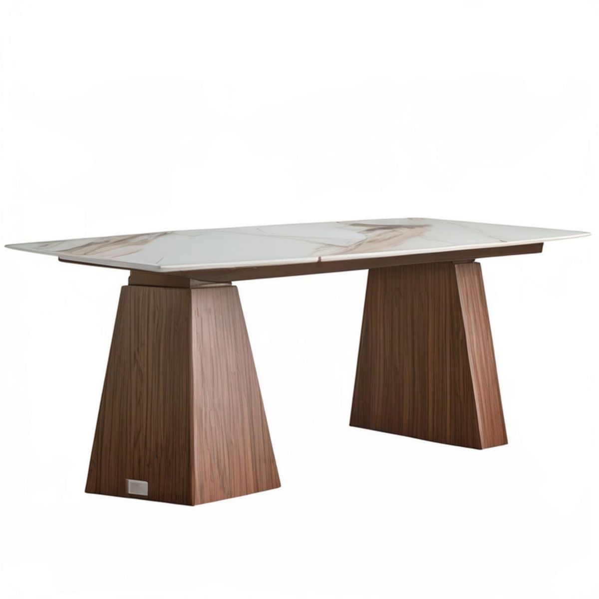 Prostokątny stół do jadalni 160 x 90 x 75 cm z ceramicznym blatem biały marmur/orzechowy